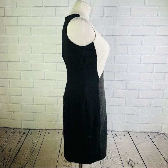 Vince Camuto Black, White & Gray Colorblock Sleeveless Midi Dress - Size 8P - Picture 6 of 15